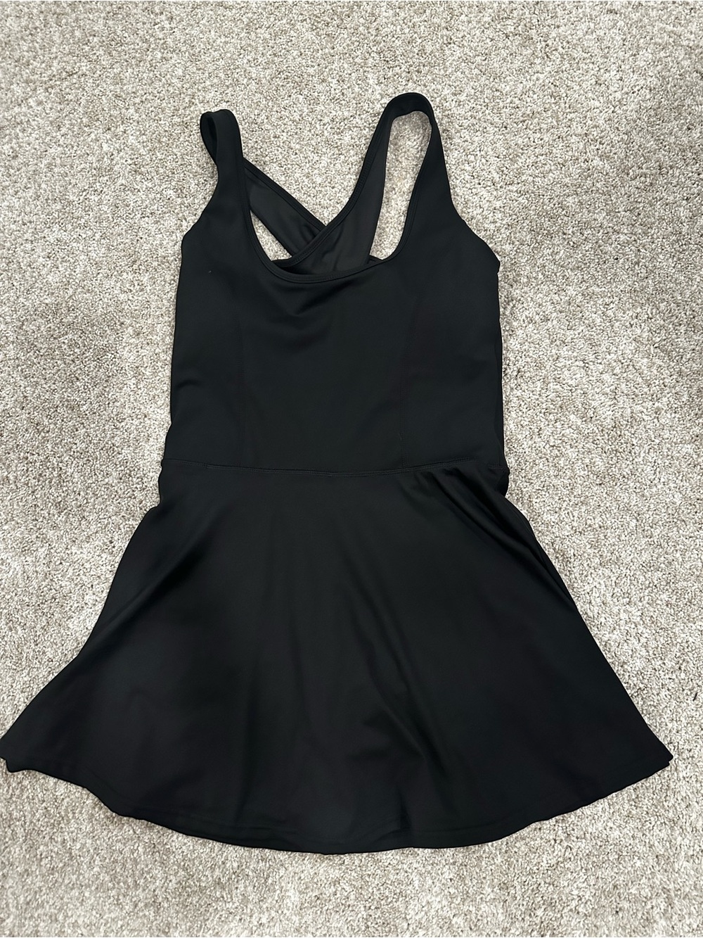 Black Womens Skater Dress with Cross-Back Straps